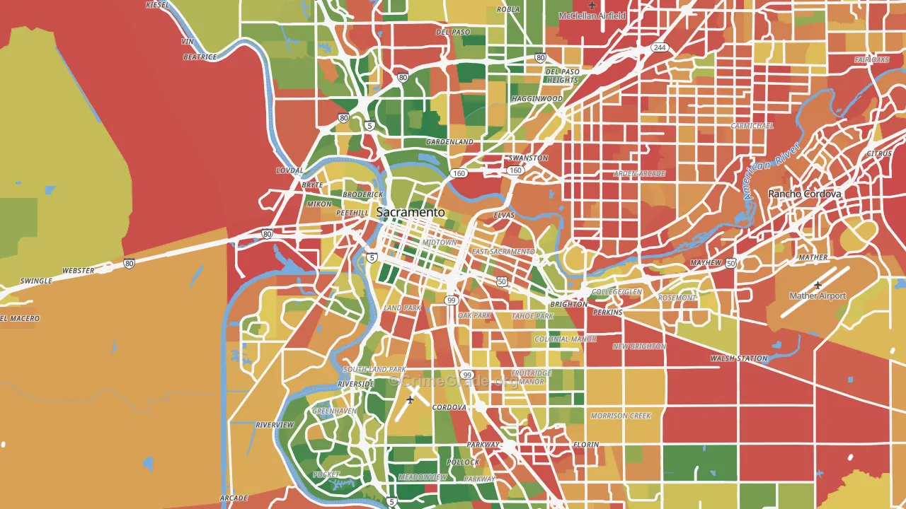 Sacramento, CA Map of Burglary Rates