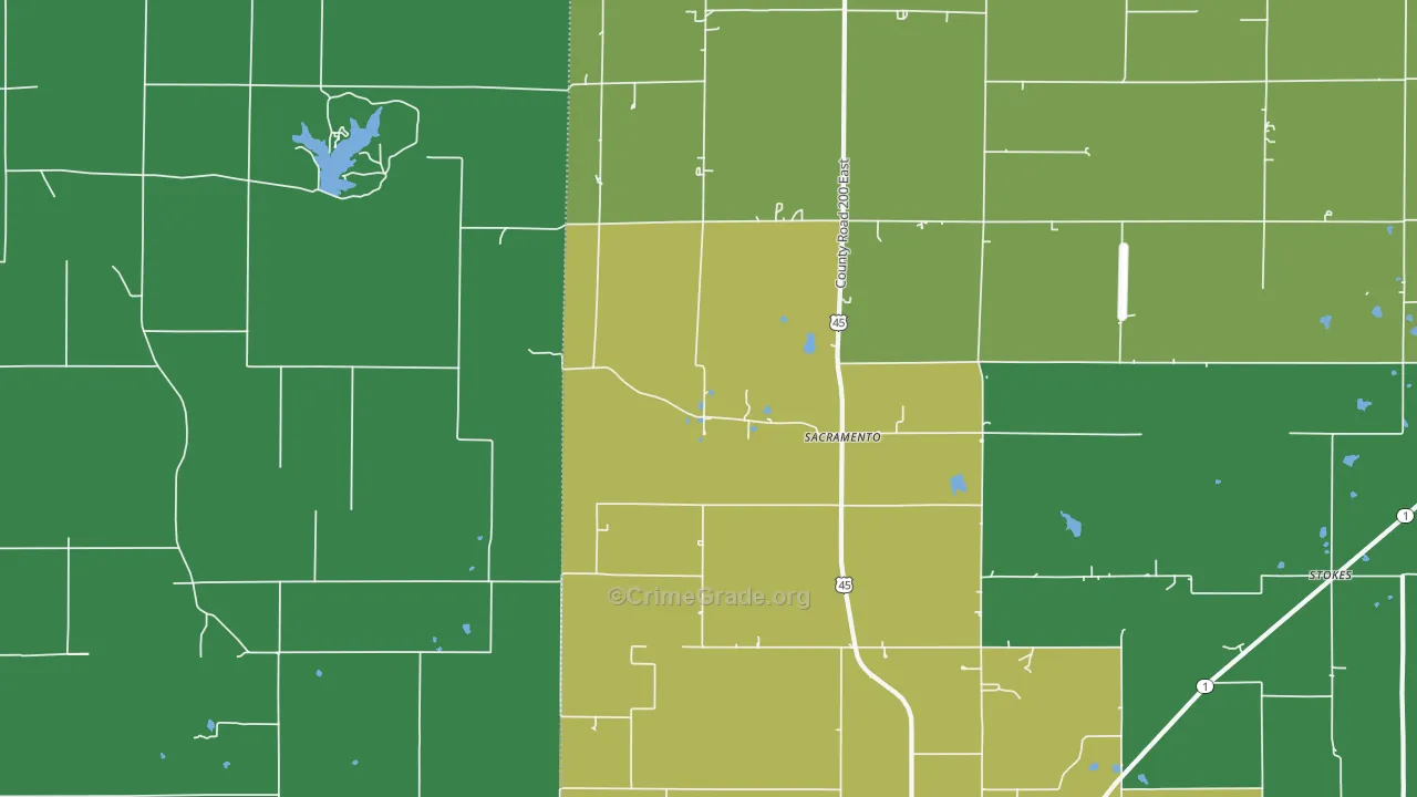Sacramento, IL Map of Burglary Rates