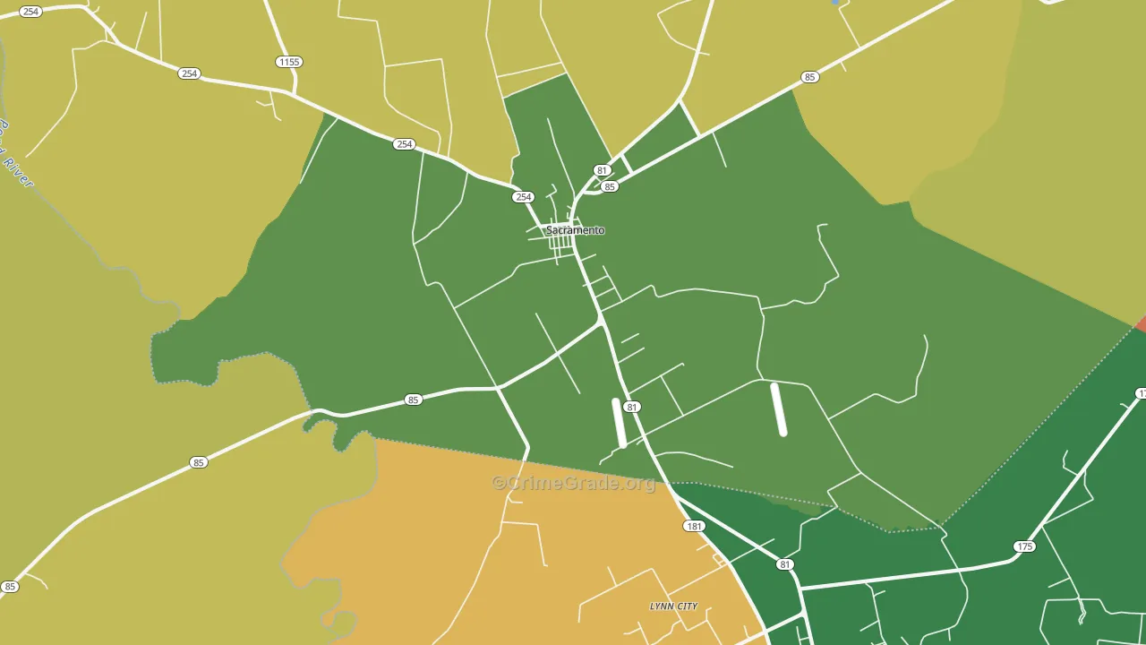 Sacramento, KY Map of Burglary Rates