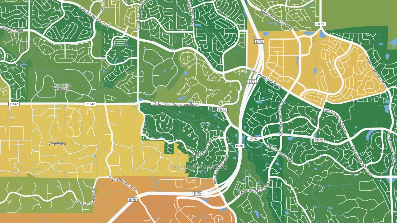 Saddle Rock Golf Club, Aurora, CO Map of Burglary Rates
