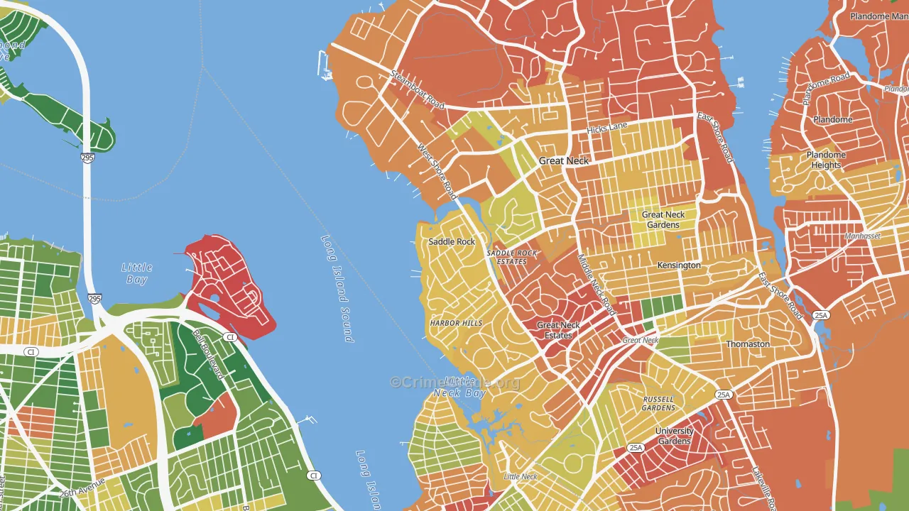 Saddle Rock, NY Map of Burglary Rates