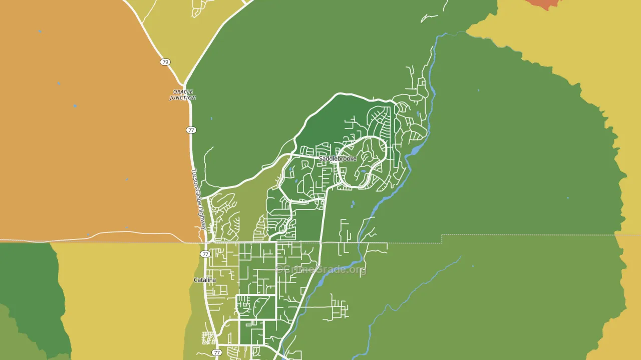Saddlebrooke, AZ Map of Burglary Rates