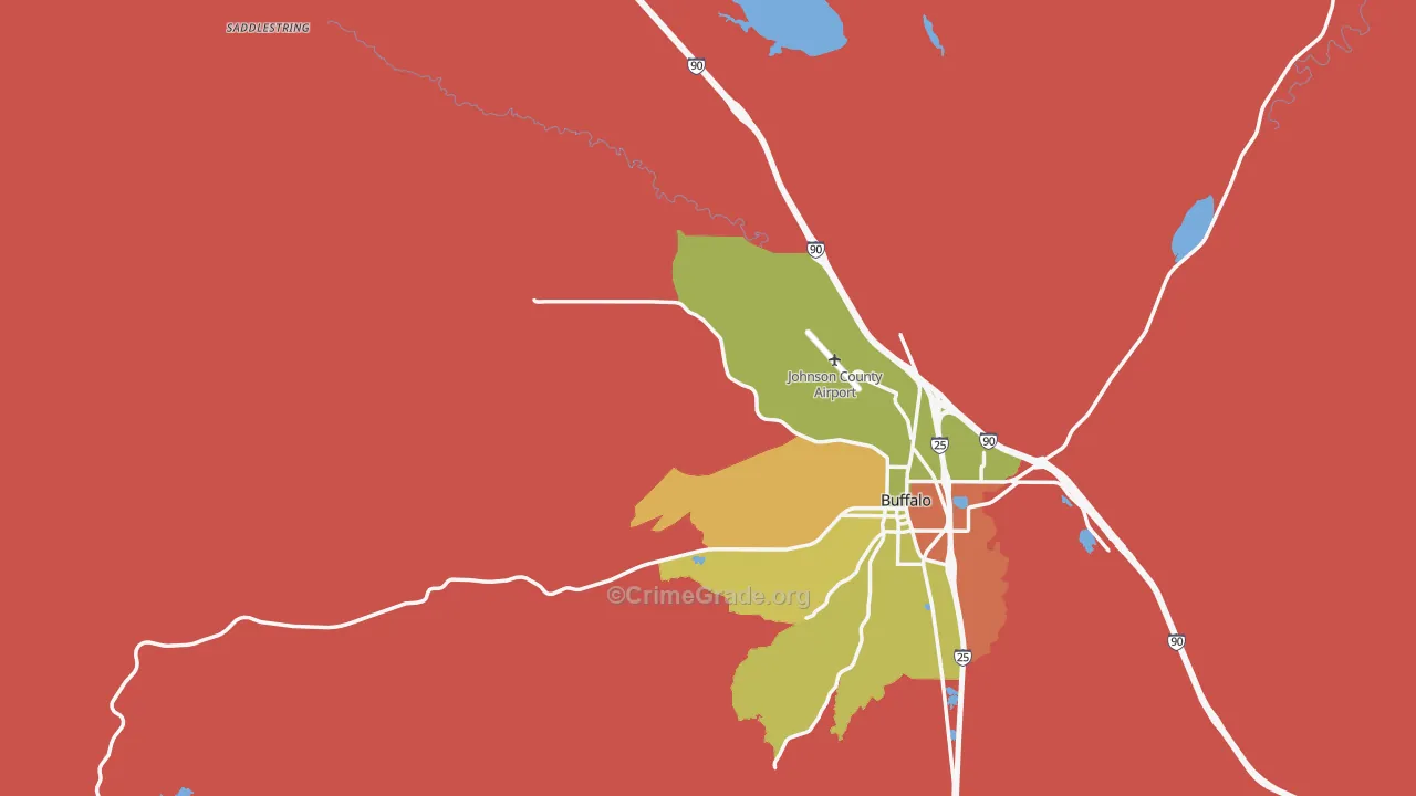 Saddlestring, WY Map of Burglary Rates