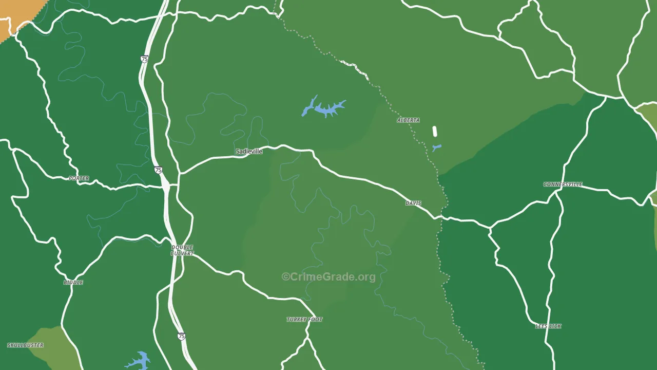 Sadieville, KY Map of Burglary Rates