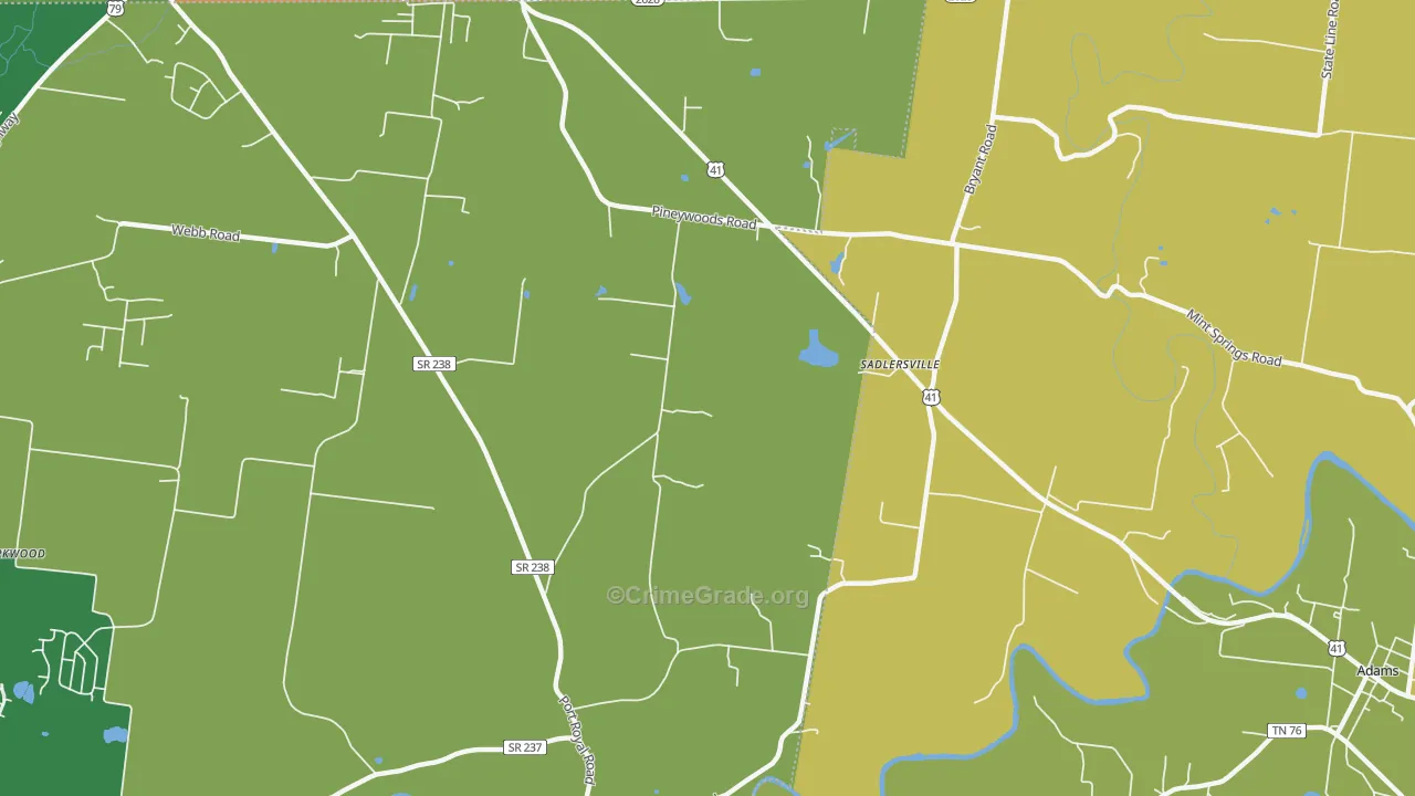 Sadlersville, TN Map of Burglary Rates