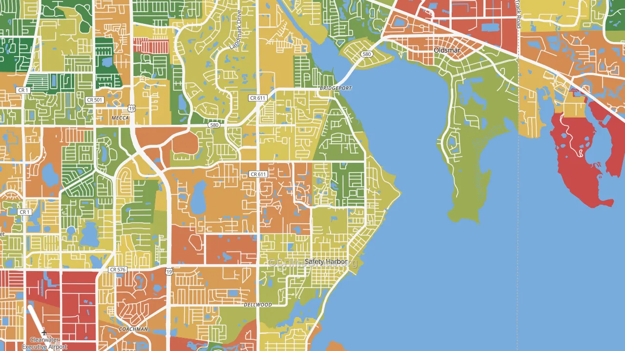 Safety Harbor, FL Map of Burglary Rates