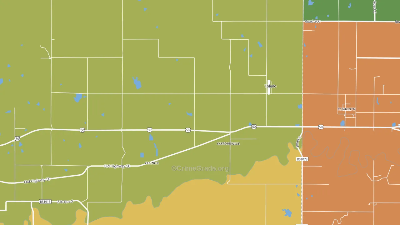 Saffordville, KS Map of Burglary Rates