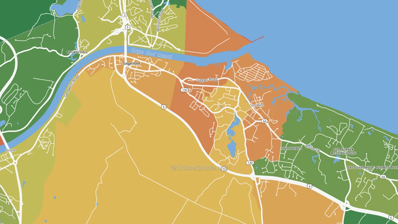 Sagamore Highlands, MA Map of Burglary Rates