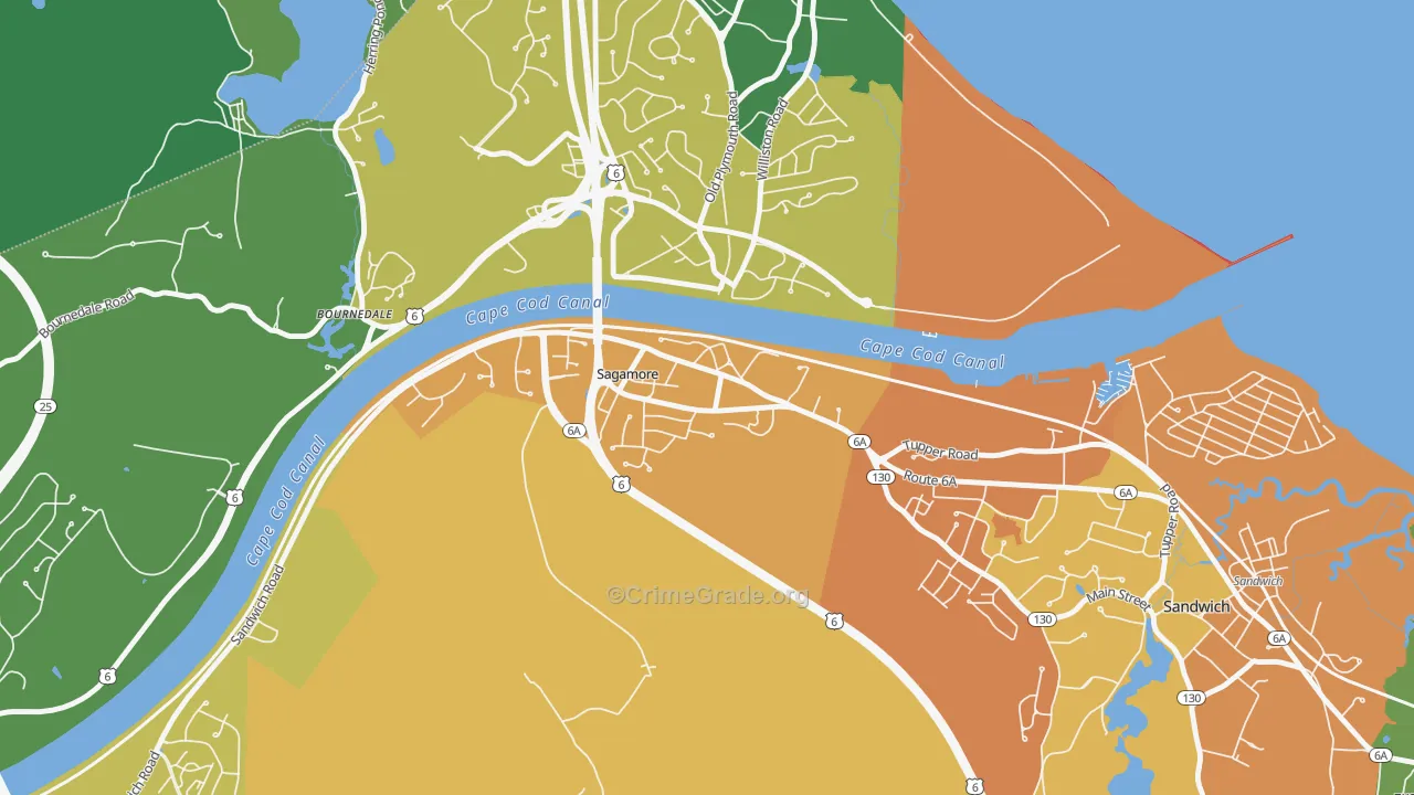 Sagamore, MA Map of Burglary Rates