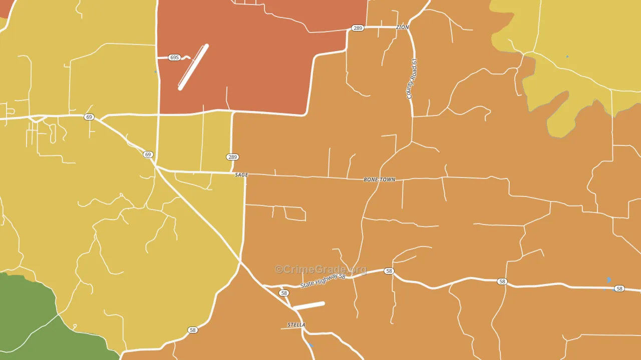Sage, AR Map of Burglary Rates
