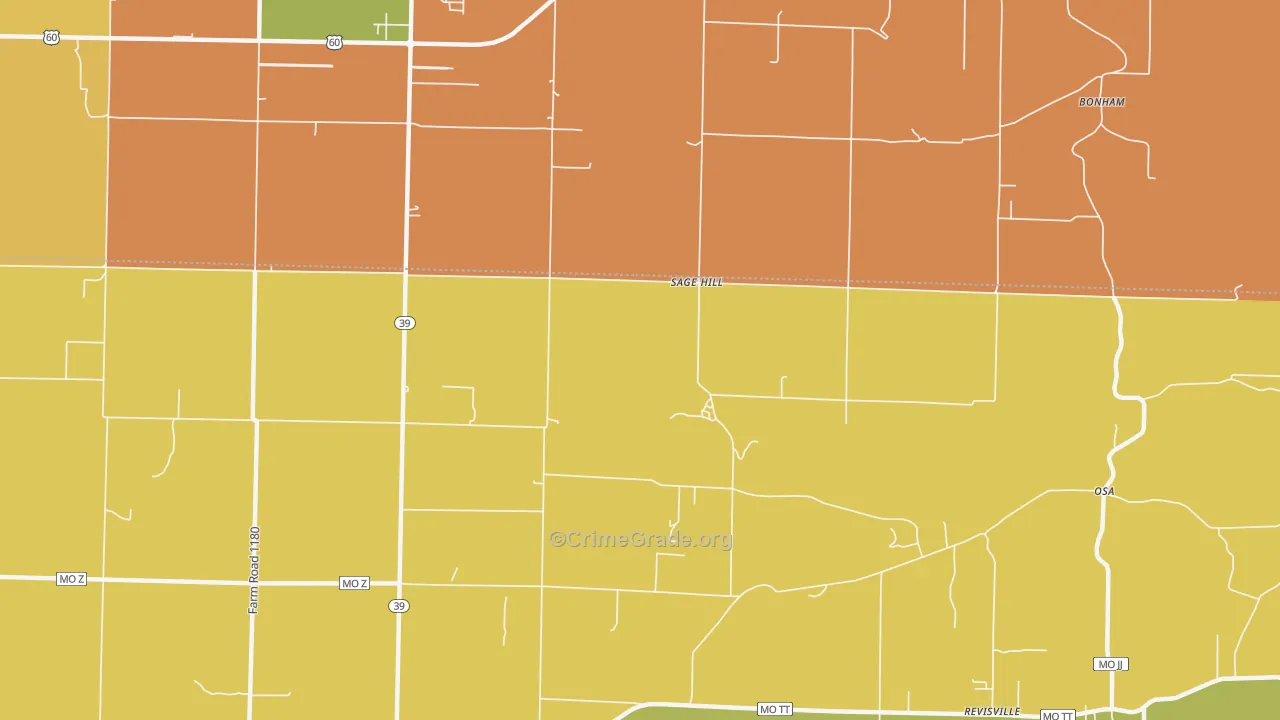 Sage Hill, MO Map of Burglary Rates