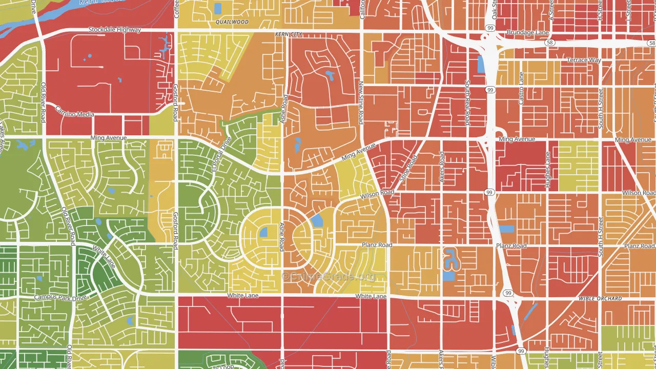 Sagepointe, Bakersfield, CA Map of Burglary Rates