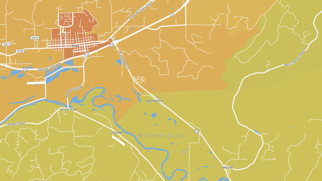 Saginaw, WA Map of Burglary Rates
