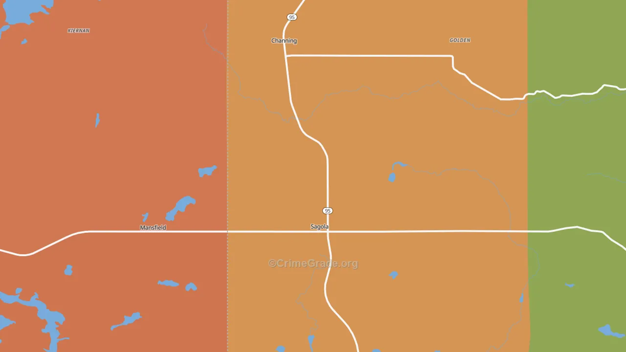 Sagola, MI Map of Burglary Rates
