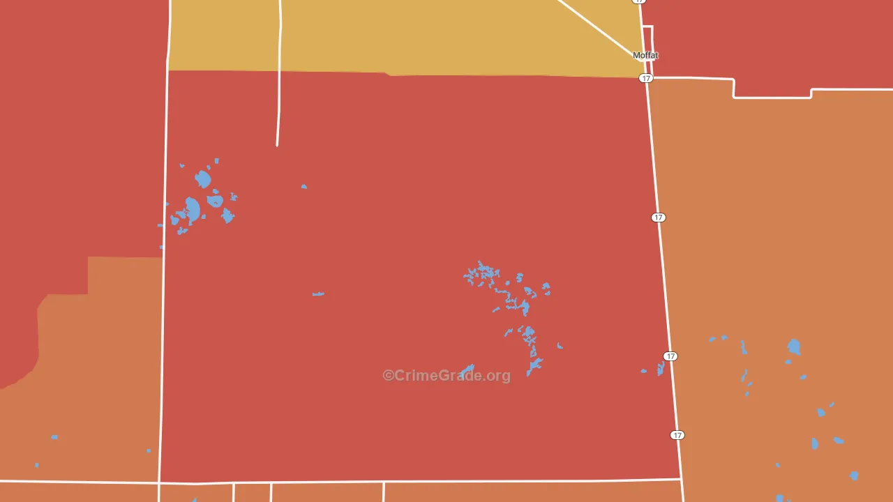 Saguache County, CO Map of Burglary Rates