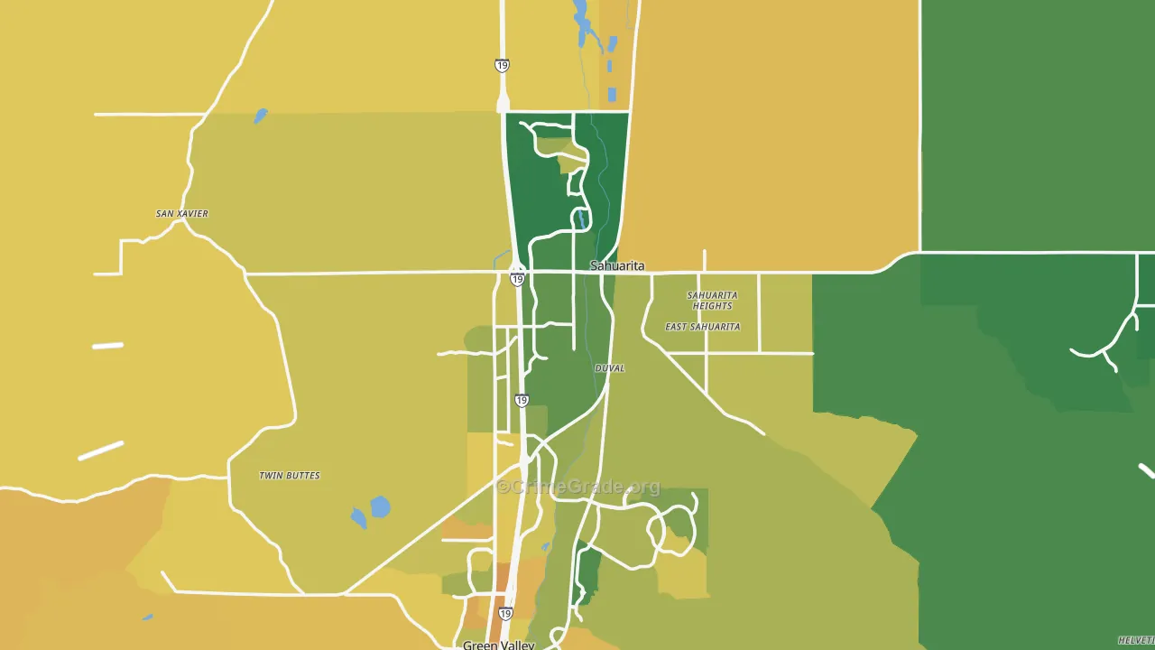 Sahuarita, AZ Map of Burglary Rates