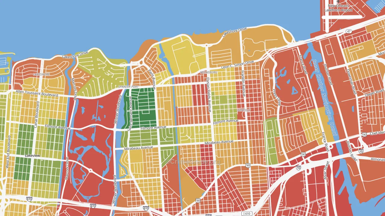 Saint Anthony, New Orleans, LA Map of Burglary Rates