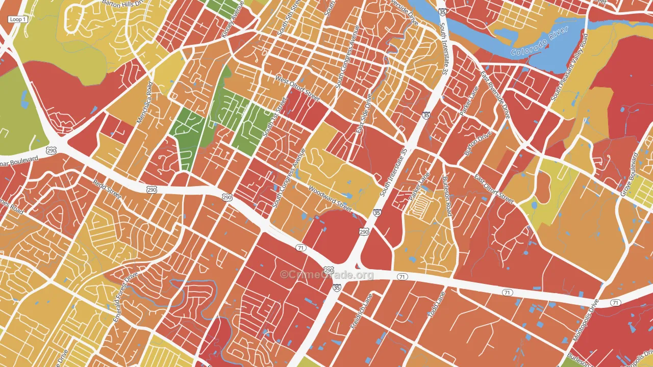 Saint Edwards, Austin, TX Map of Burglary Rates