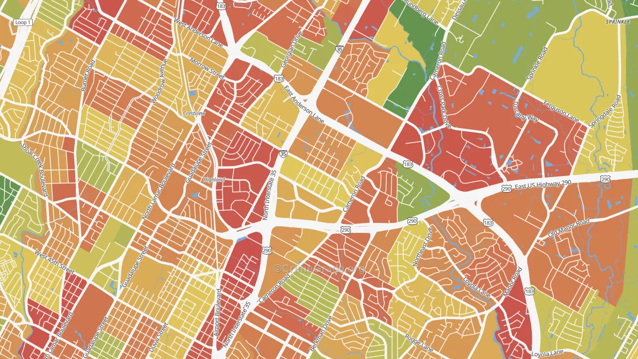 Saint Johns, Austin, TX Map of Burglary Rates
