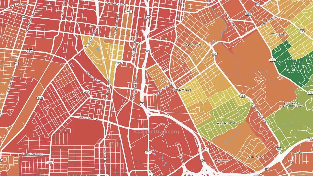 Saint Joseph, Louisville, KY Map of Burglary Rates