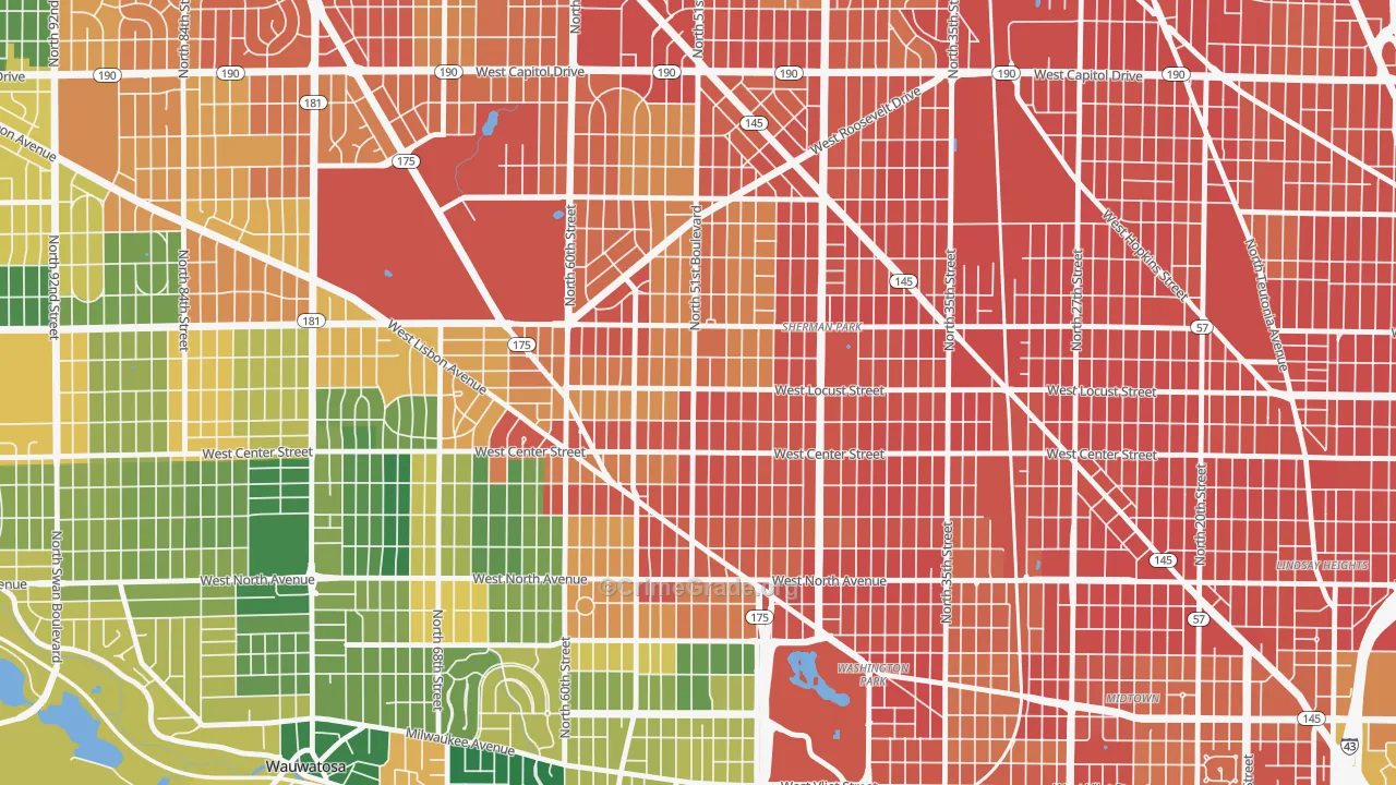 Saint Joseph, Milwaukee, WI Map of Burglary Rates