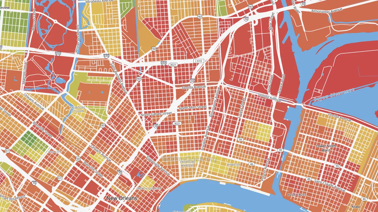 Saint Roch, New Orleans, LA Map of Burglary Rates
