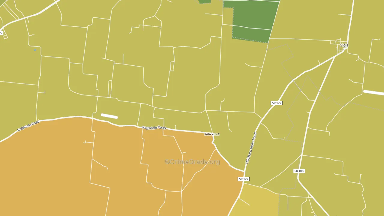 Sainville, TN Map of Burglary Rates