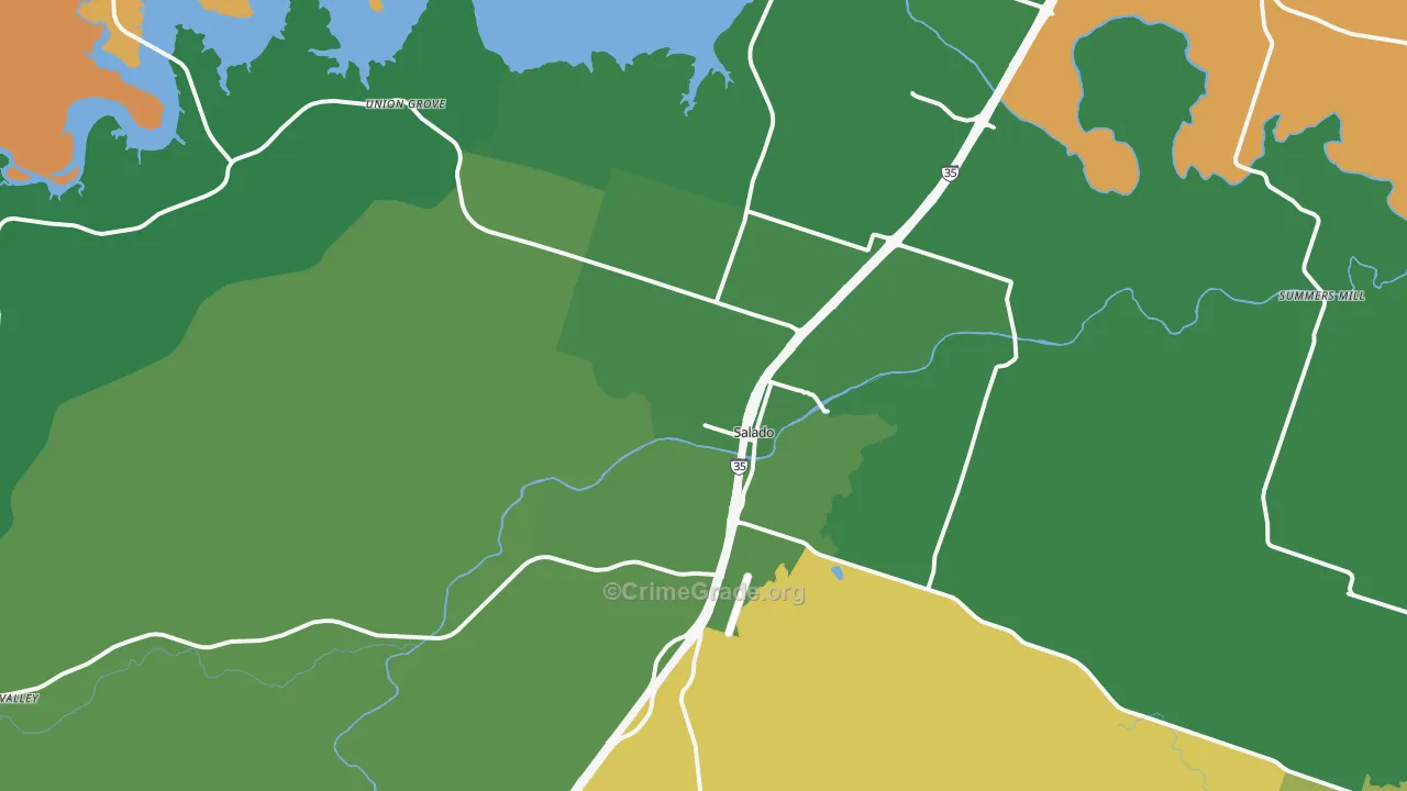 Salado, TX Map of Burglary Rates