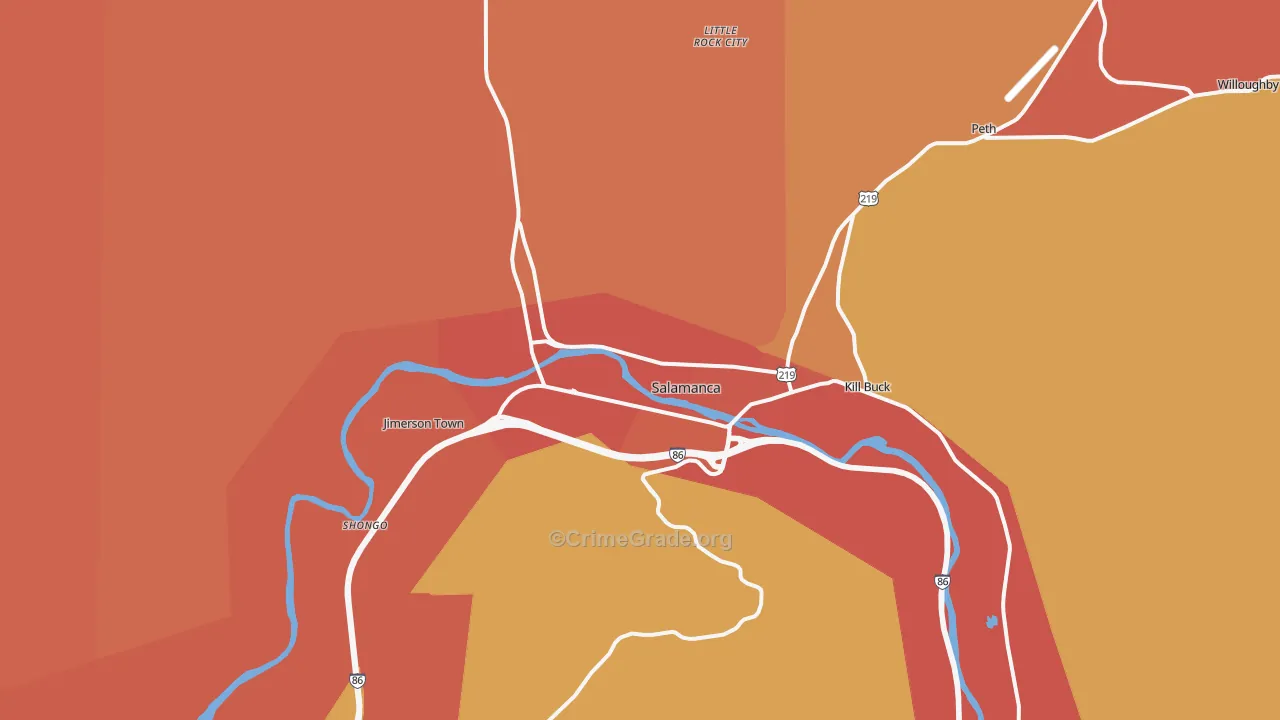 Salamanca, NY Map of Burglary Rates