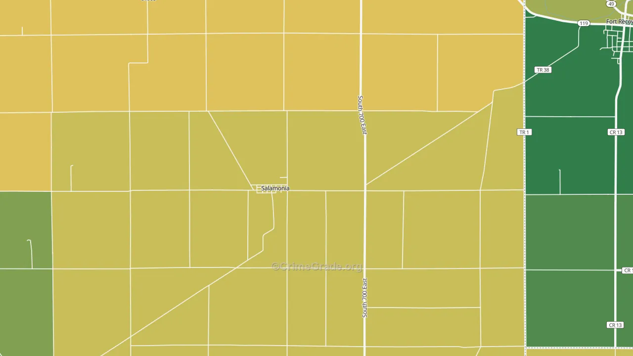 Salamonia, IN Map of Burglary Rates