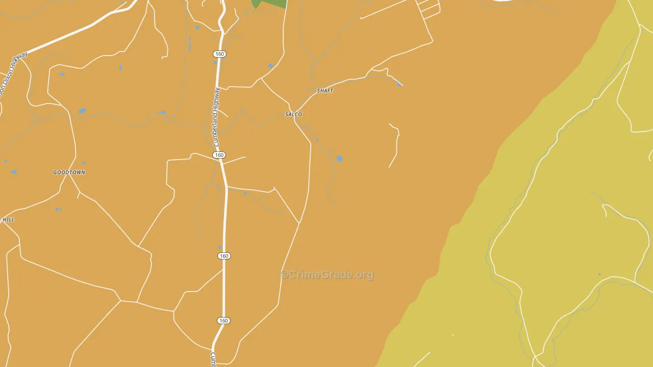 Salco, PA Map of Burglary Rates