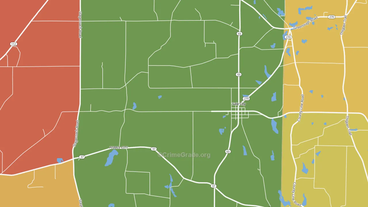 Sale City, GA Map of Burglary Rates