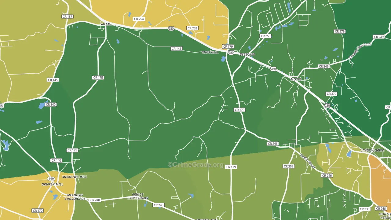 Salem, AL Map of Burglary Rates