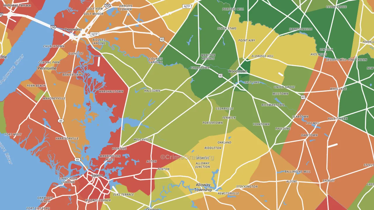 Salem County, NJ Map of Burglary Rates