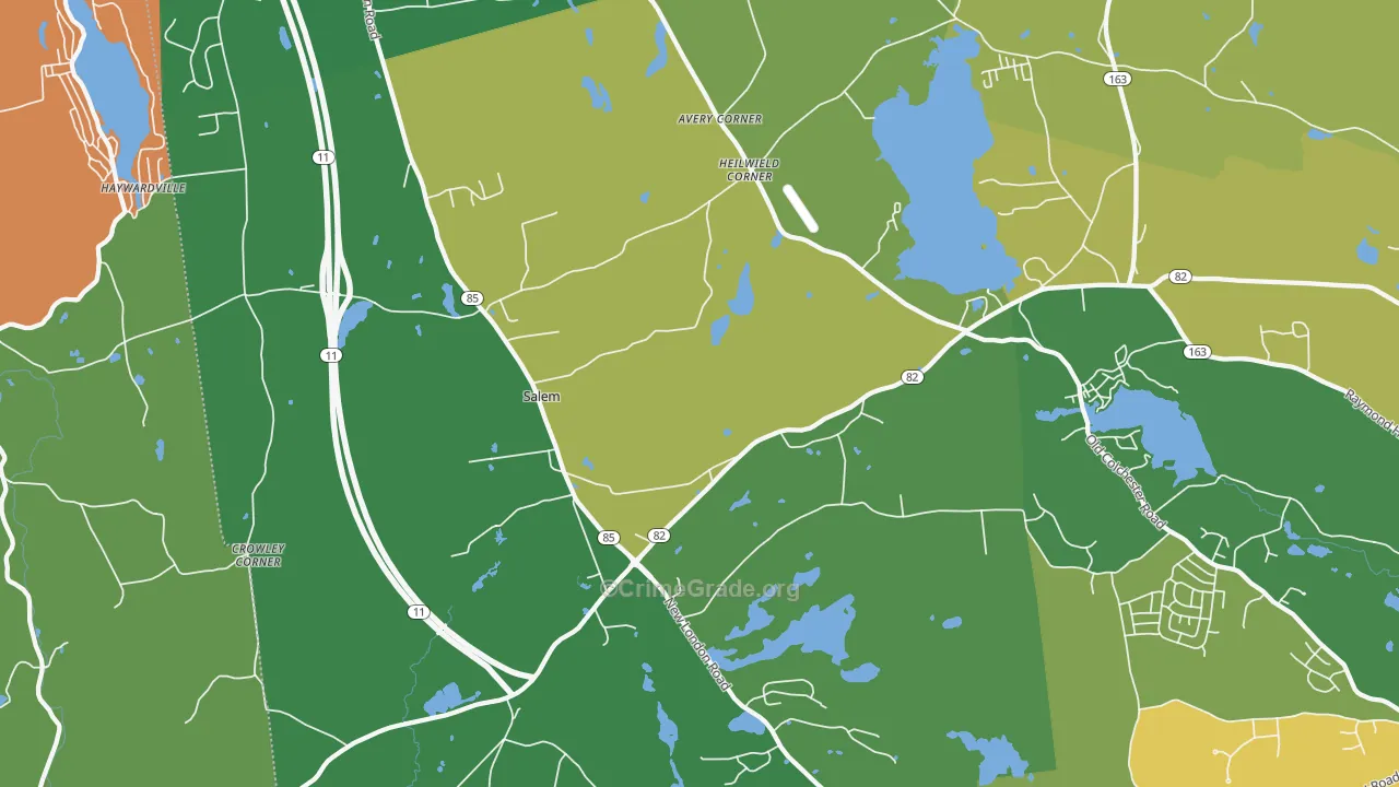 Salem, CT Map of Burglary Rates