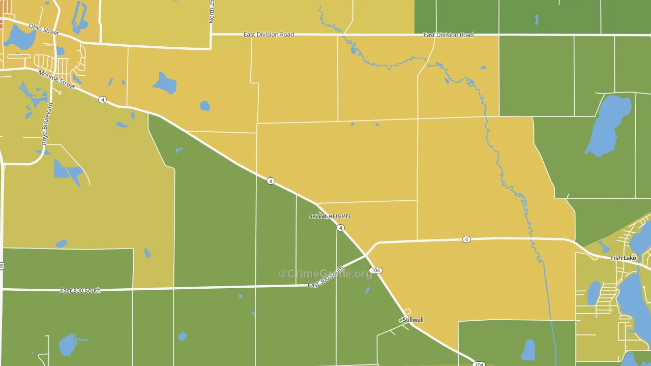 Salem Heights, IN Map of Burglary Rates