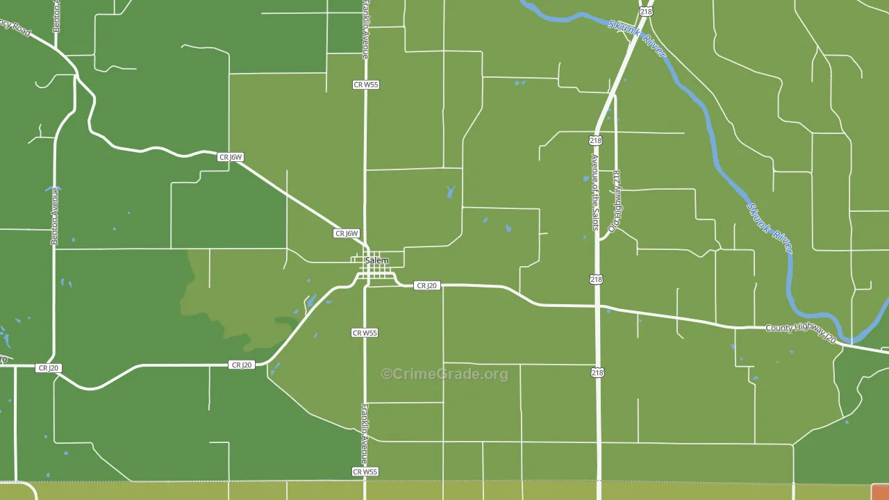 Salem, IA Map of Burglary Rates