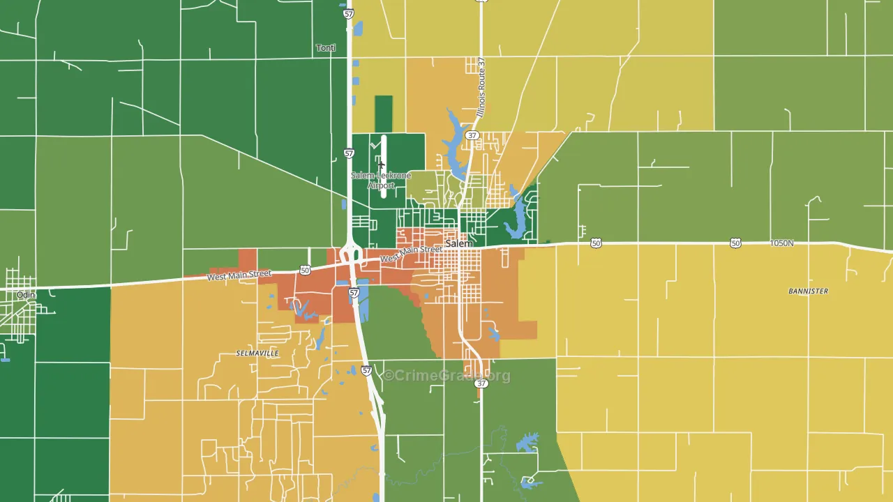 Salem, IL Map of Burglary Rates