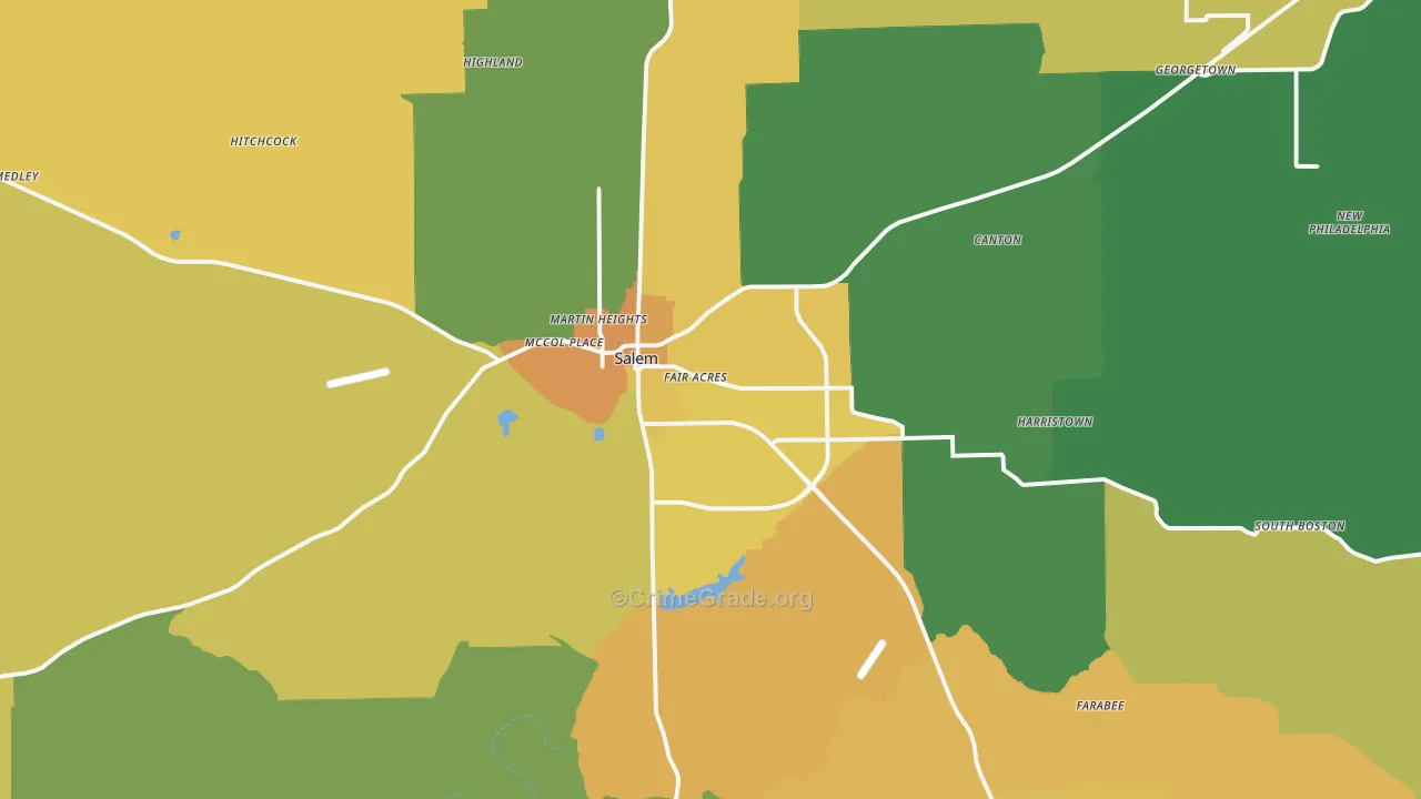 Salem, IN Map of Burglary Rates