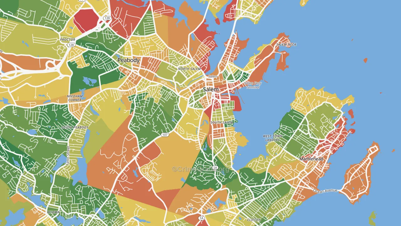 Salem, MA Map of Burglary Rates