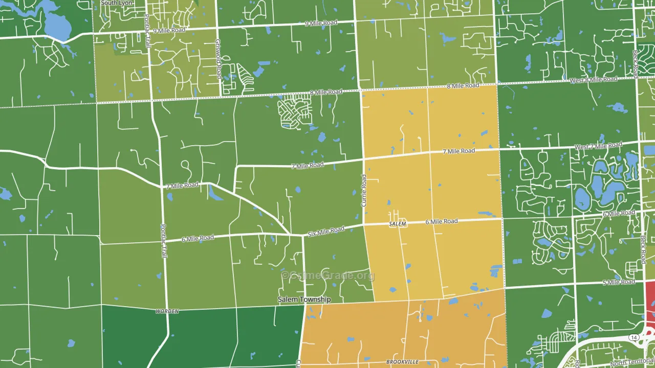 Salem, MI Map of Burglary Rates