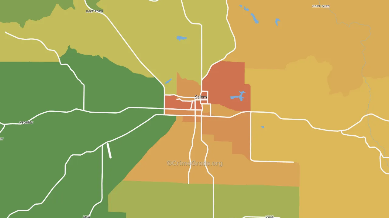 Salem, MO Map of Burglary Rates