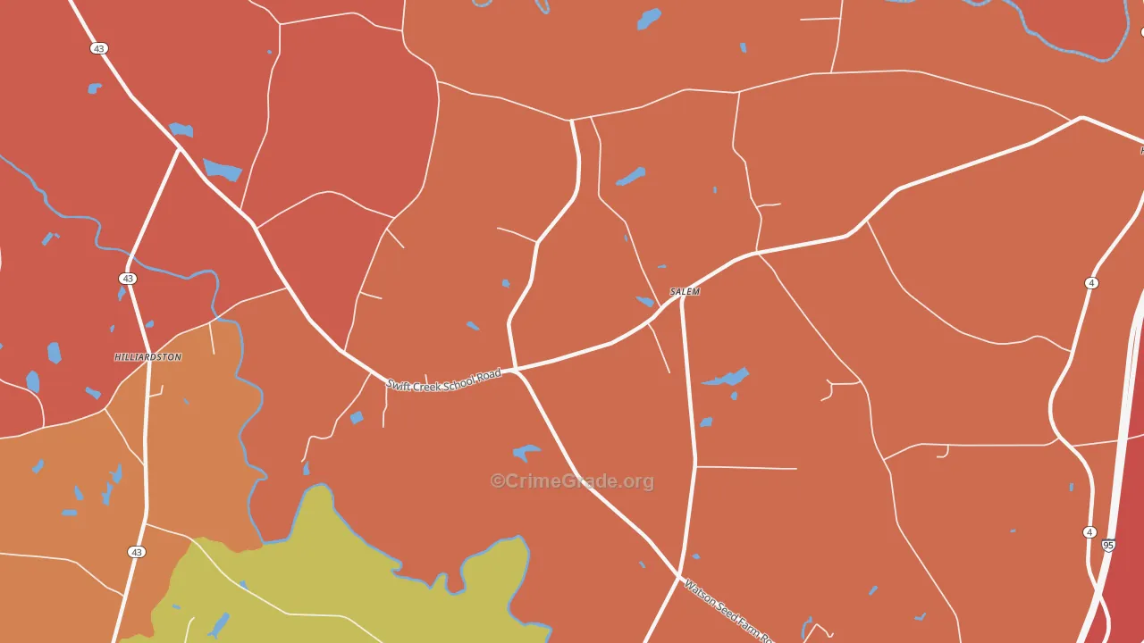 Salem, NC Map of Burglary Rates