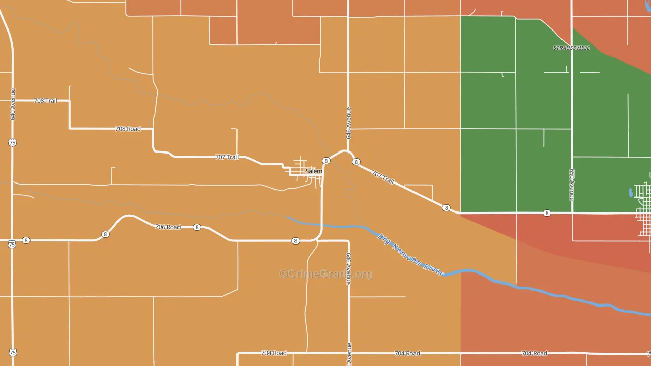 Salem, NE Map of Burglary Rates