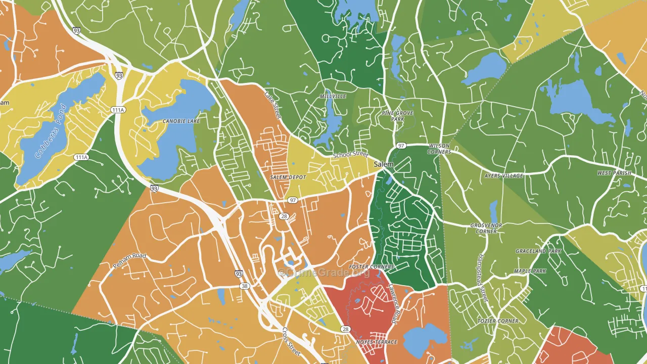Salem, NH Map of Burglary Rates