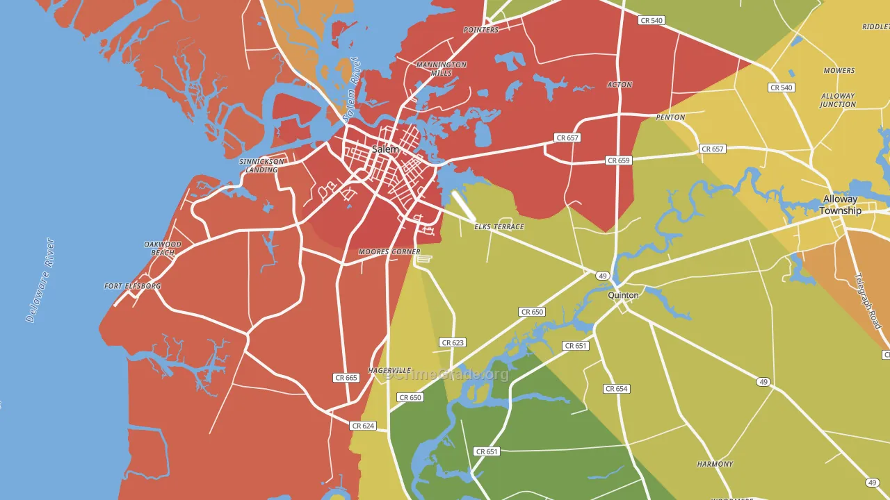 Salem, NJ Map of Burglary Rates
