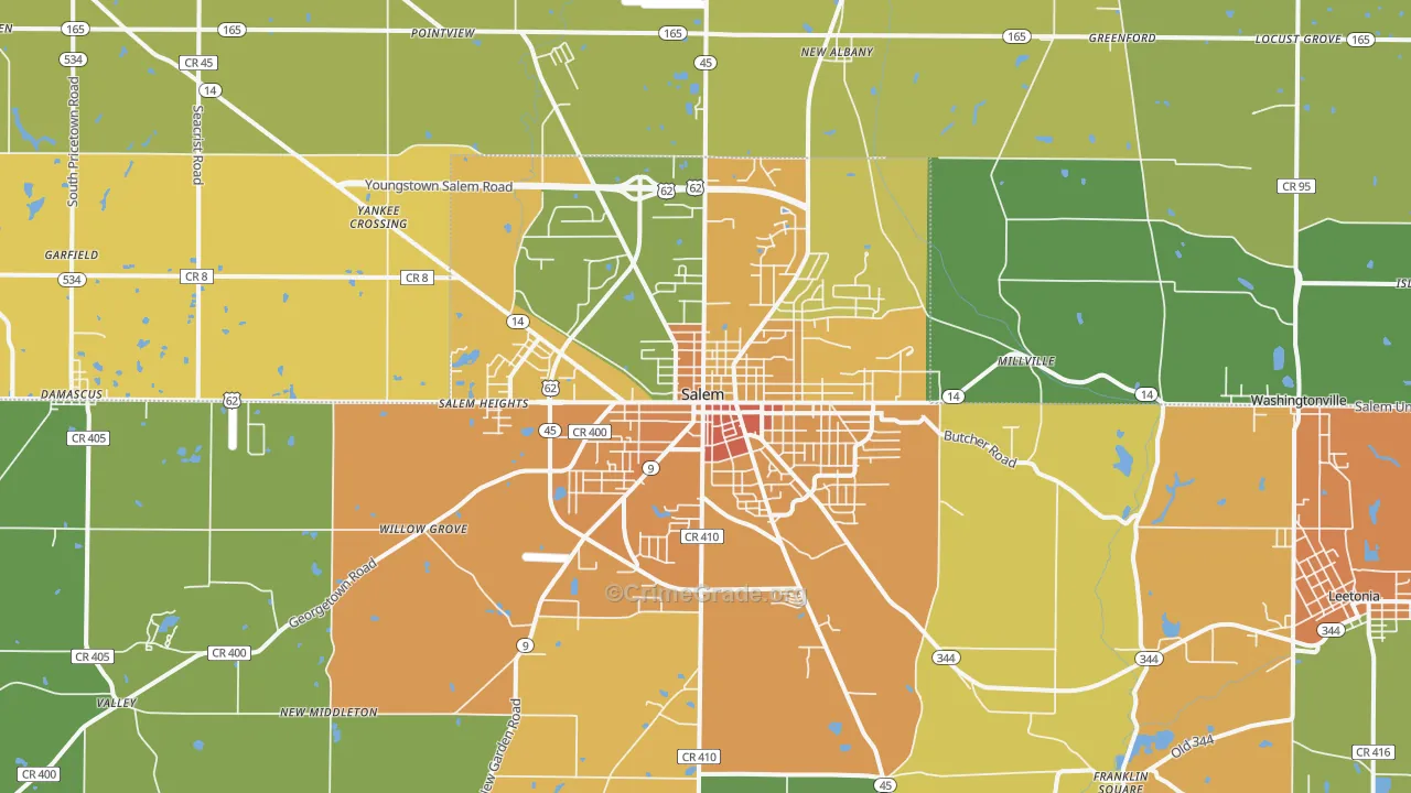Salem, OH Map of Burglary Rates