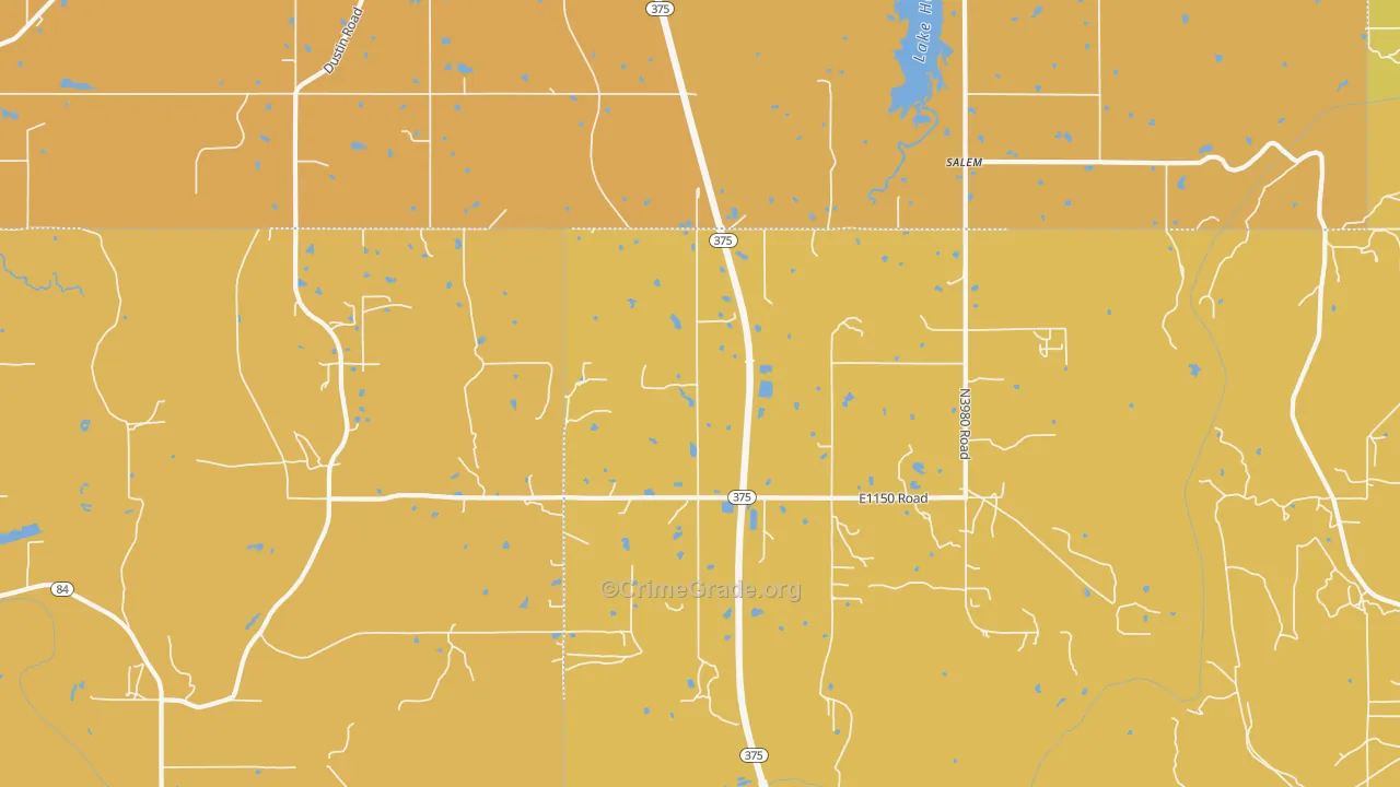Salem, OK Map of Burglary Rates