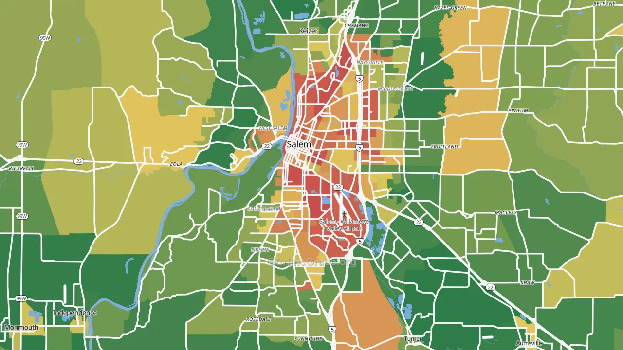 Salem, OR Map of Burglary Rates