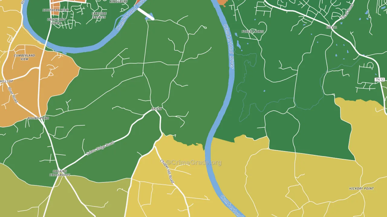 Salem, TN Map of Burglary Rates